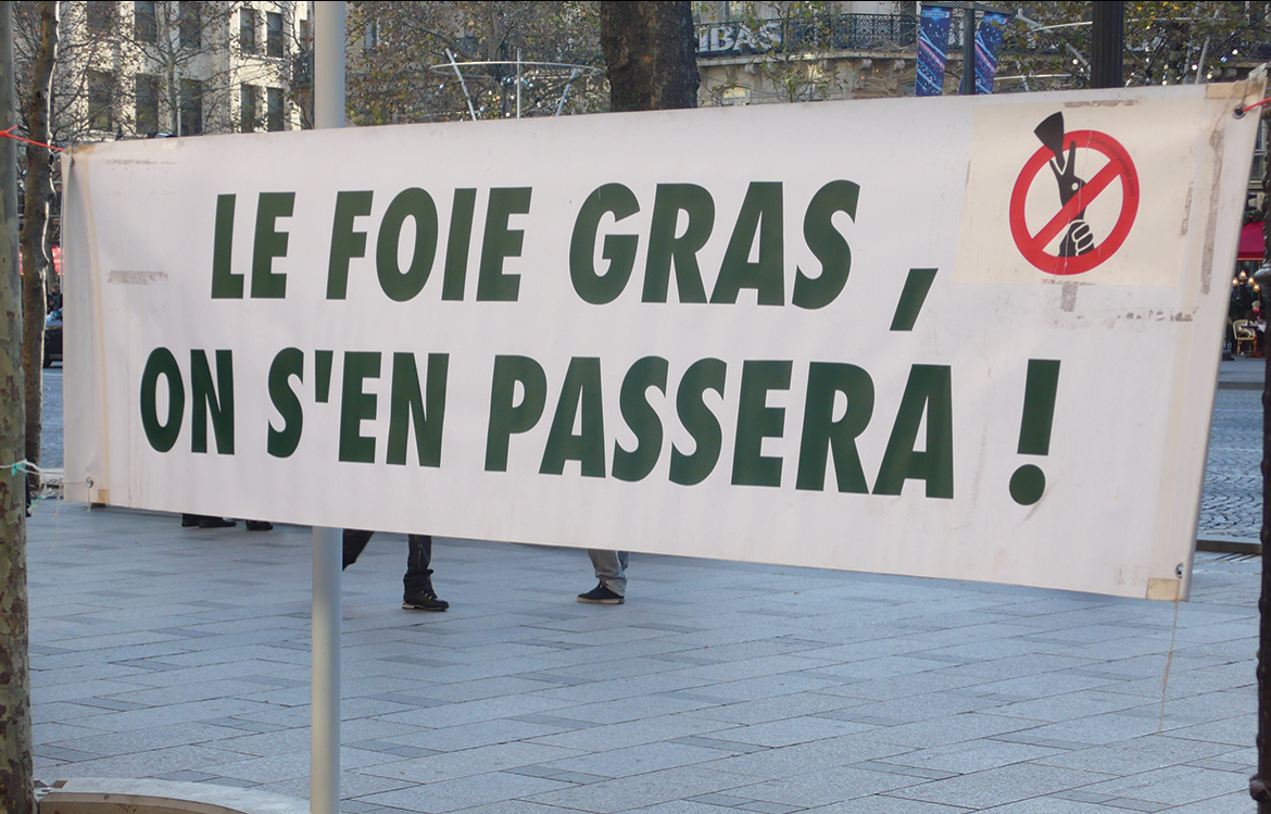 Manifestation contre le foi gras, 2011 - Champs Élysées